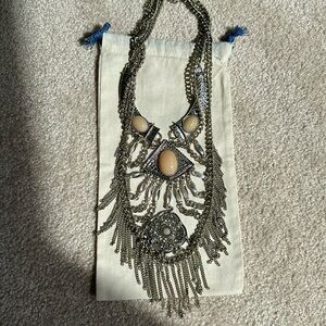 Bohemian statement silver necklace